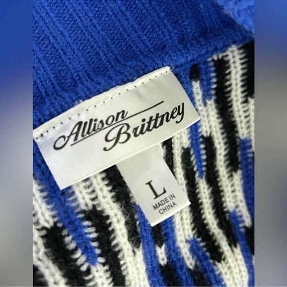 Allison Brittney Chevron Grandpa Open Front Vintage Cardigan Size Large - Picture 7 of 15